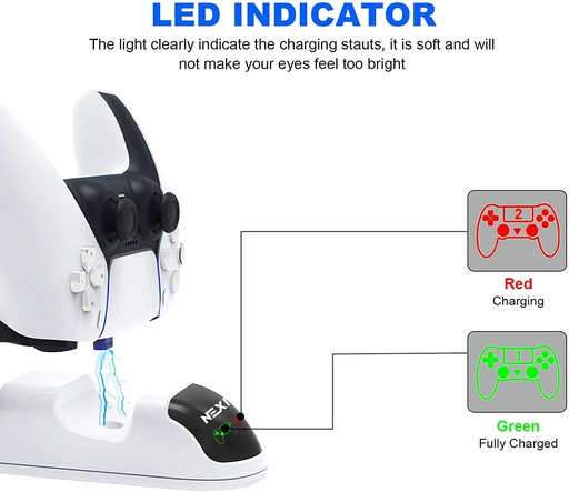 [X002NG8T0X] NexiGo Twin Charge Docking Station PS5 (White)