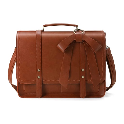 [ES1101001AN057] Ecosusi Women's Faux Leather Bow Briefcase (Brown)